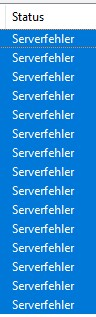 3. Schritt: Serverfehler markieren (und sortieren)